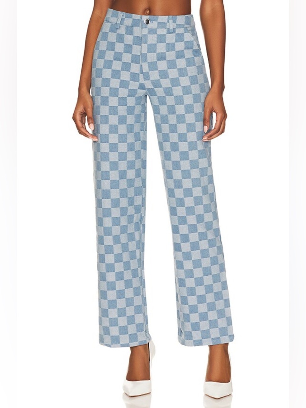 superdown Jules Checkered Jeans Blue Size XXS - Picture 2 of 13